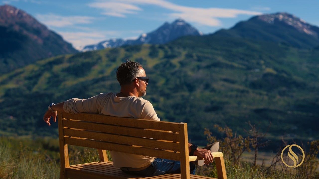David Hunt Solomon at 542 Carroll Drive, looking out over the Elk Mountains